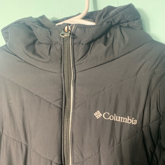 Boys Columbia size 10-12 medium hooded black zip up puffer coat VGUC - Picture 11 of 15